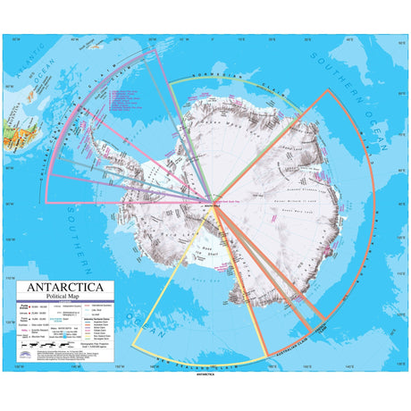 Antarctica Advanced Political Wall Map - Ultimate Globes - POD - KA - ANT - ADV - POL - 49X42 - PAPER - Ultimate Globes