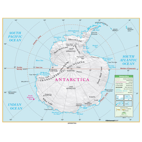 Antarctica Essential Wall Map - KA-ANT-ESSTL-42X32-PAPER - Ultimate Globes