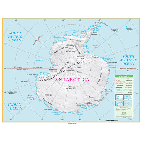 Antarctica Essential Wall Map - Ultimate Globes - POD - KA - ANT - ESSTL - 42X32 - PAPER - Ultimate Globes