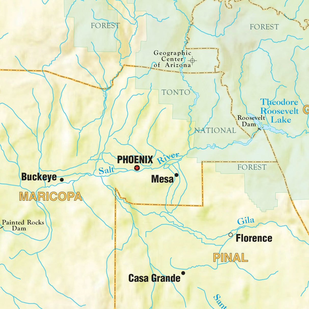 Arizona Shaded Relief State Wall Map - KA-S-AZ-SHR-28X38-PAPER - Ultimate Globes
