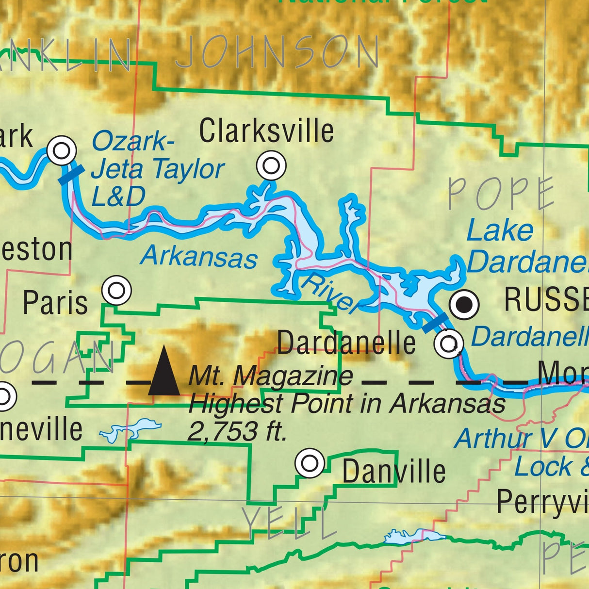 Arkansas Intermediate Thematic Wall Map - KA-S-AR-INTER-PAPER - Ultimate Globes