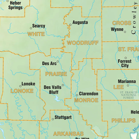 Arkansas Shaded Relief State Wall Map - Ultimate Globes - POD - KA - S - AR - SHR - 38X28 - PAPER - Ultimate Globes