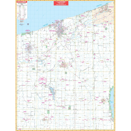 Ashtabula, OH Wall Map - Ultimate Globes - POD - KA - C - OH - ASHTABULA - PAPER - Ultimate Globes