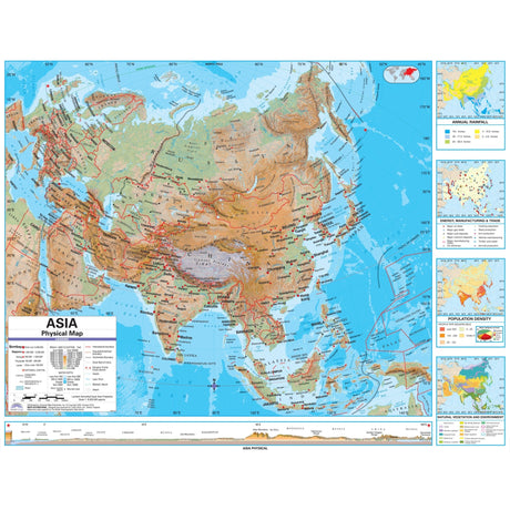 Asia Advanced Physical Wall Map - KA-ASIA-ADV-PHY-53X42-PAPER - Ultimate Globes