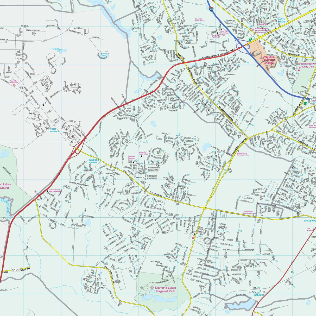 Augusta, GA Wall Map - KA-C-GA-AUGUSTA-PAPER - Ultimate Globes