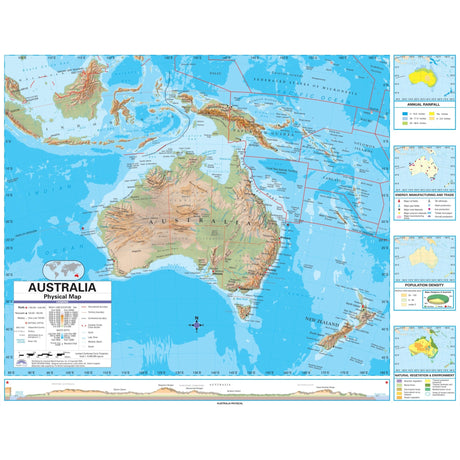 Australia Advanced Physical Wall Map - Ultimate Globes - POD - KA - AUSTRALIA - ADV - PHY - 53X42 - PAPER - Ultimate Globes