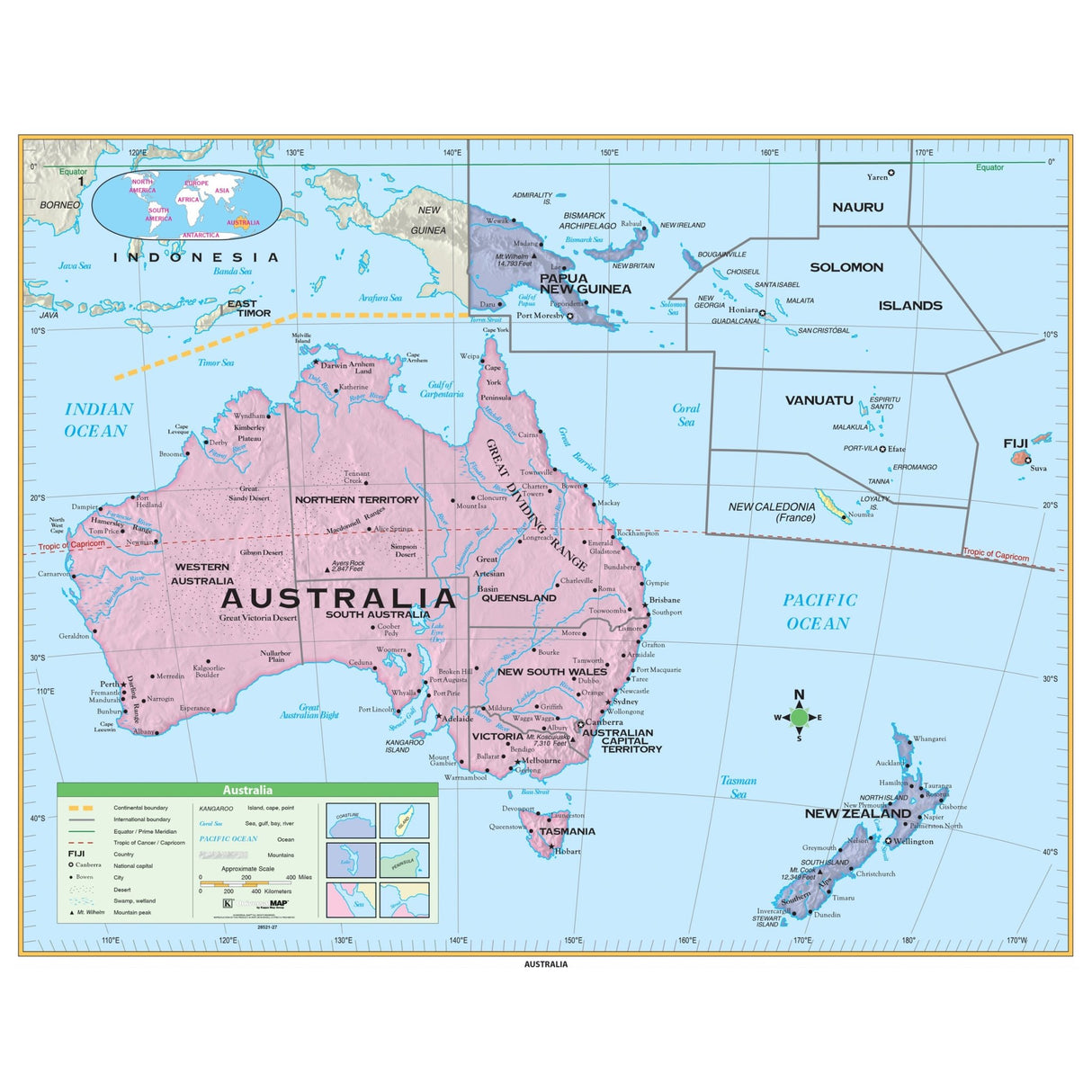 Australia Essential Wall Map - KA-AUSTRALIA-ESSTL-45X36-PAPER - Ultimate Globes