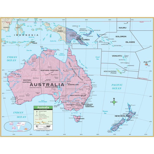 Australia Primary Wall Map - KA-AUSTRALIA-PRMRY-45X36-PAPER - Ultimate Globes
