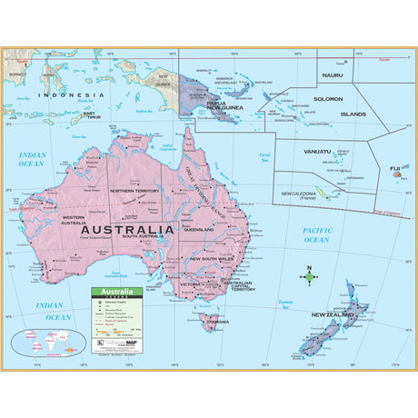 Australia Primary Wall Map - Ultimate Globes - POD - KA - AUSTRALIA - PRMRY - 45X36 - PAPER - Ultimate Globes