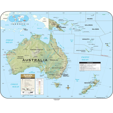 Australia Shaded Relief Wall Map - Ultimate Globes - POD - KA - AUSTRALIA - SHR - 38X30 - PAPER - Ultimate Globes