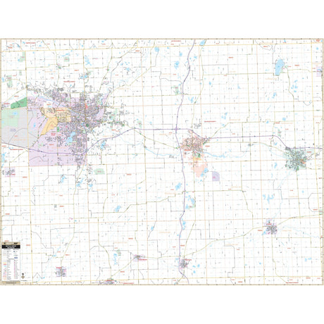 Battle Creek & Calhoun County, MI. Wall Map - KA-C-MI-BATTLECREEK-PAPER - Ultimate Globes