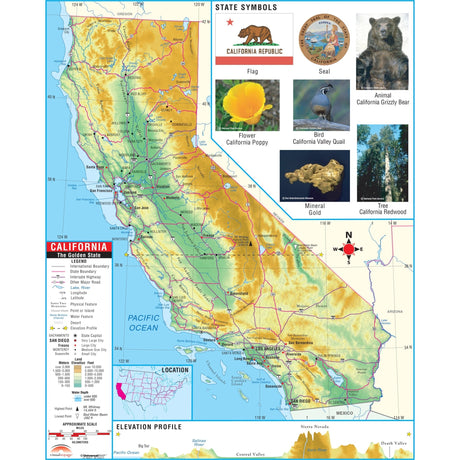 California Primary Thematic Wall Map - KA-S-CA-PRMRY-PAPER - Ultimate Globes