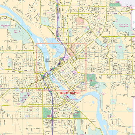 Cedar Rapids, IA Wall Map - Ultimate Globes - POD - KA - C - IA - CEDARRAPIDS - PAPER - Ultimate Globes