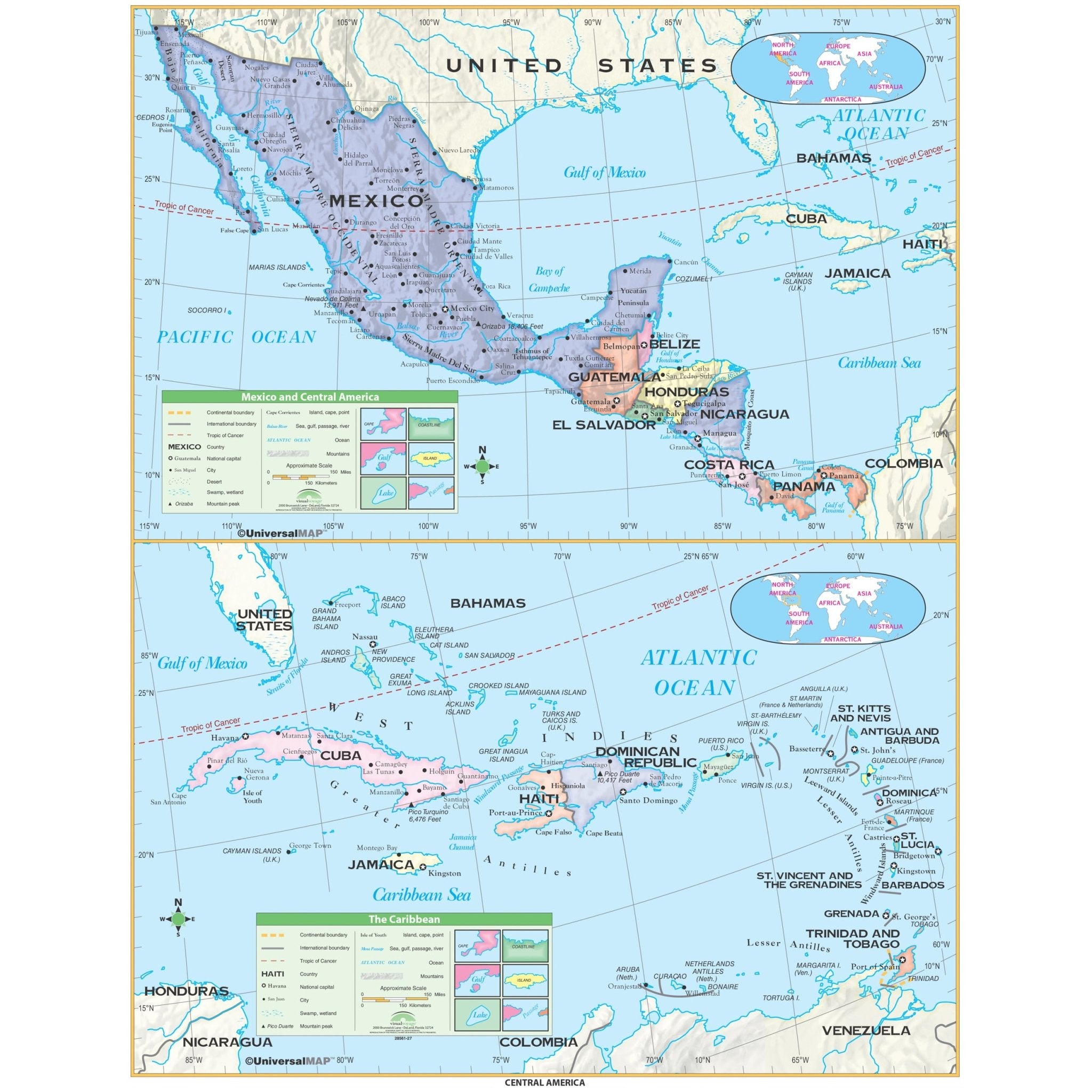 Central America Essential Wall Map Shop Classroom Maps Ultimate Globes Central America Essential Wall Map 258104 