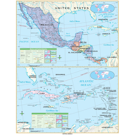 Central America Essential Wall Map - KA-CAM-ESSTL-42X53-PAPER - Ultimate Globes