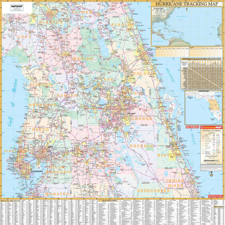 Central Florida Regional Wall Map - KA-R-FL-CENTRAL-PAPER - Ultimate Globes