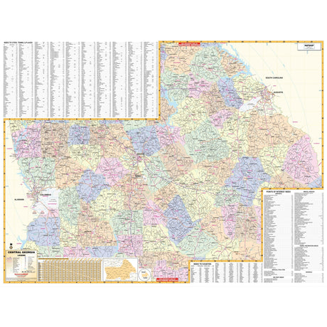 Central Georgia Regional Wall Map - Ultimate Globes - POD - KA - R - GA - CENTRAL - PAPER - Ultimate Globes