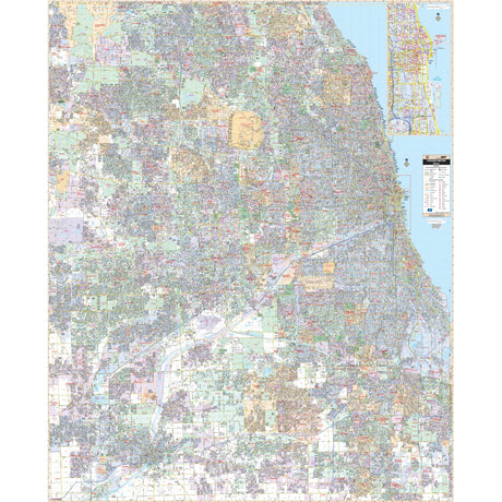 Chicago, IL Metro Area Wall Map - KA-C-IL-CHICAGO-LAMINATED - Ultimate Globes