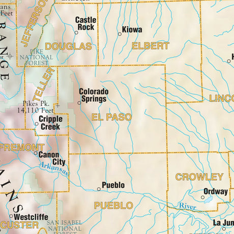 Colorado Shaded Relief State Wall Map - Ultimate Globes - POD - KA - S - CO - SHR - 38X29 - PAPER - Ultimate Globes