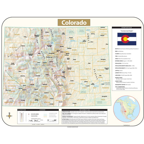 Colorado Shaded Relief State Wall Map - KA-S-CO-SHR-38X29-PAPER - Ultimate Globes