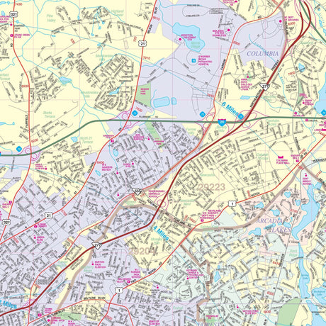 Columbia & Richland County, SC Wall Map - Ultimate Globes - POD - KA - C - SC - RICHLAND - PAPER - Ultimate Globes