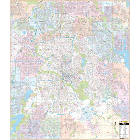 Dallas, TX Wall Map - KA-C-TX-DALLAS-PAPER - Ultimate Globes