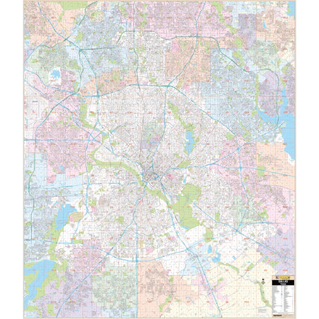 Dallas, TX Wall Map - Ultimate Globes - POD - KA - C - TX - DALLAS - PAPER - Ultimate Globes