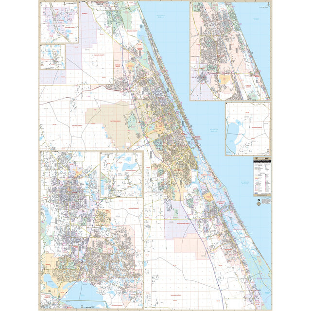 Daytona Beach, FL Wall Map - KA-C-FL-DAYTONABEACH-PAPER - Ultimate Globes