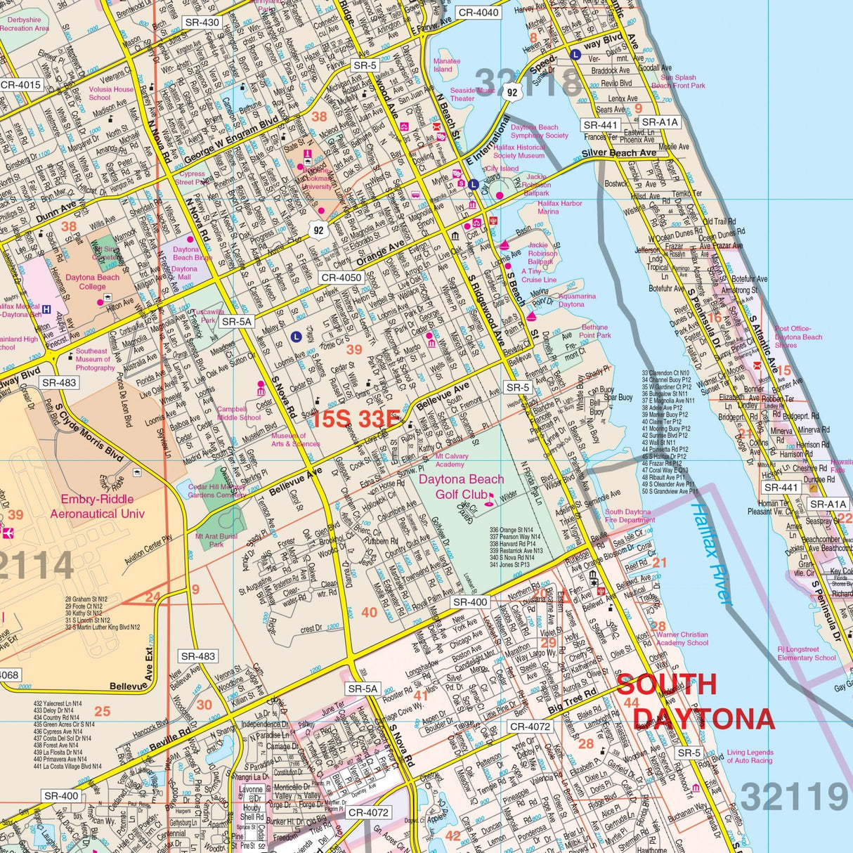 Daytona Beach, FL Wall Map - KA-C-FL-DAYTONABEACH-PAPER - Ultimate Globes