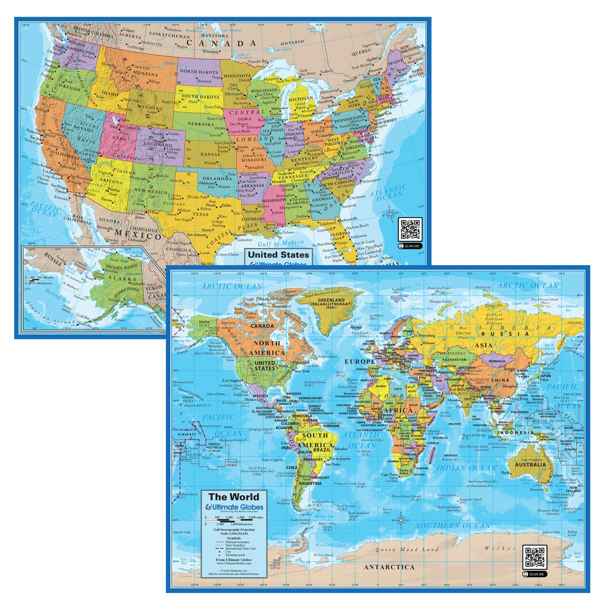 Download Printable USA & World Map Bundle - Ultimate Globes - UGWLDUSADD01 - Ultimate Globes