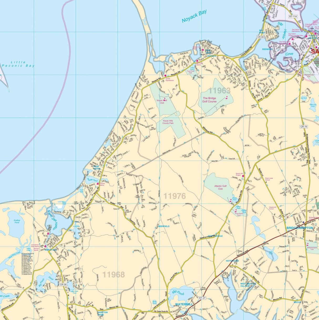 Eastern Suffolk County, NY Wall Map - Ultimate Globes - POD - KA - C - NY - SUFFOLKEAST - PAPER - Ultimate Globes