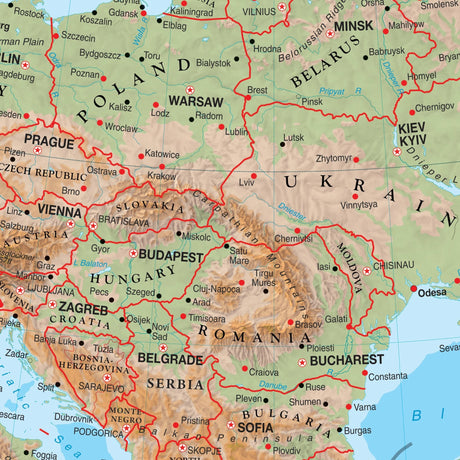 Europe Advanced Physical Wall Map - Ultimate Globes - POD - KA - EUR - ADV - PHY - 46X42 - PAPER - Ultimate Globes