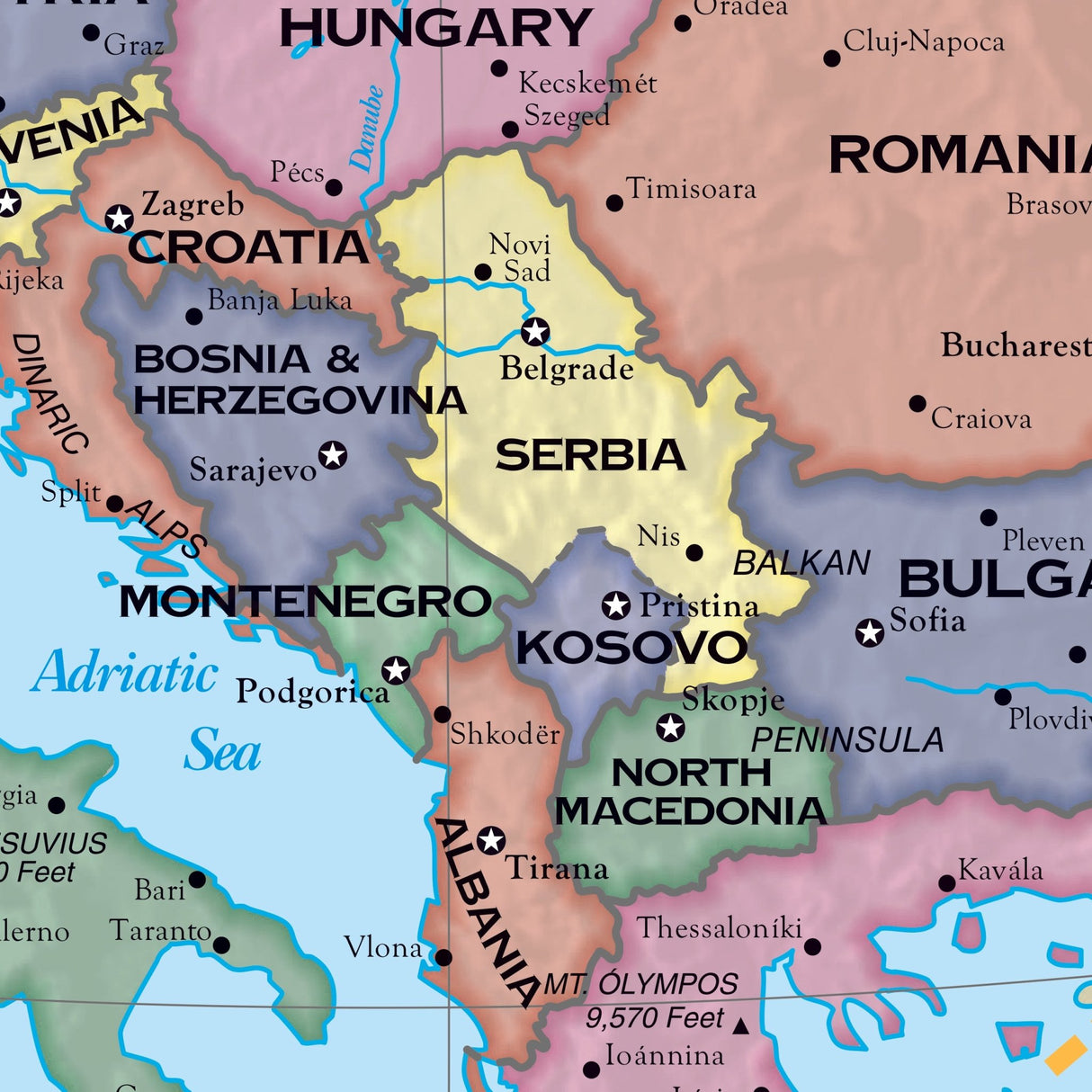 Europe Essential Wall Map - KA-EUR-ESSTL-42X53-PAPER - Ultimate Globes