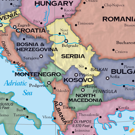 Europe Essential Wall Map - Ultimate Globes - POD - KA - EUR - ESSTL - 42X53 - PAPER - Ultimate Globes