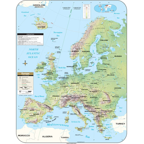 Europe Shaded Relief Wall Map - KA-EUR-SHR-29X38-PAPER - Ultimate Globes