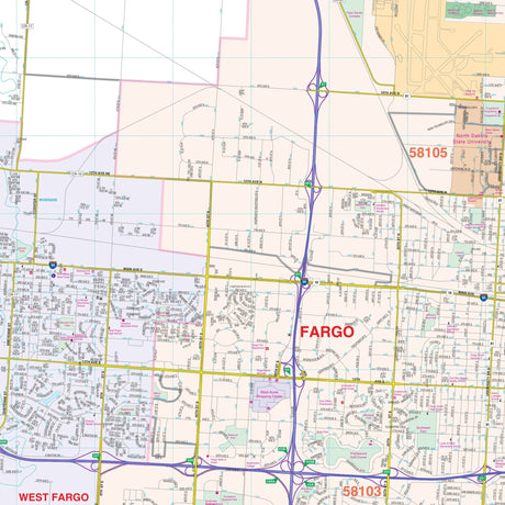 Fargo, ND & Moorhead, MN Wall Map - Ultimate Globes - POD - KA - C - ND - FARGO - PAPER - Ultimate Globes