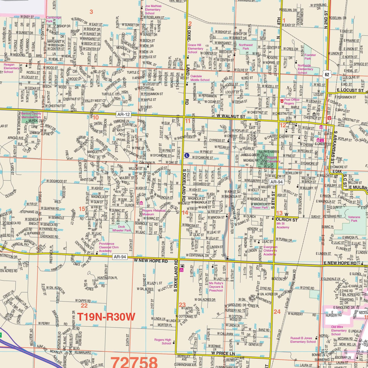 Fayetteville & Bentonville, AR Wall Map - KA-C-AR-FAYETTEVILLE-PAPER - Ultimate Globes