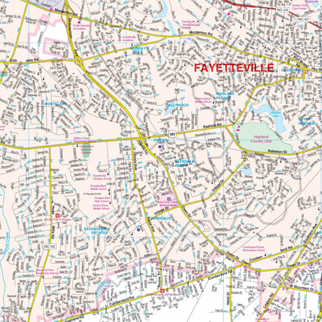 Fayetteville & Cumberland County, NC Wall Map - Ultimate Globes - POD - KA - C - NC - FAYETTEVILLE - PAPER - Ultimate Globes