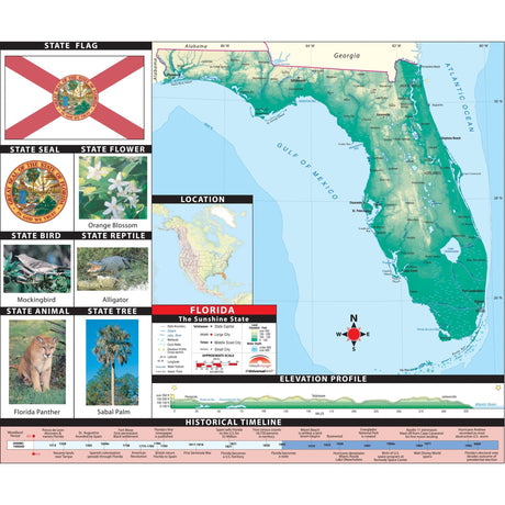 Florida Primary Thematic Wall Map - KA-S-FL-PRMRY-PAPER - Ultimate Globes