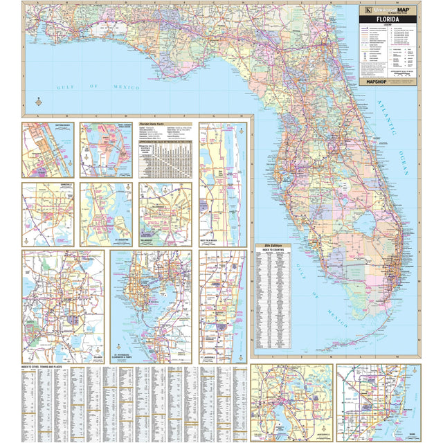Florida State Wall Map - KA-S-FL-WALL-PAPER - Ultimate Globes