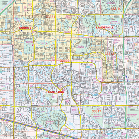 Fort Lauderdale & Broward County, FL Wall Map - Ultimate Globes - POD - KA - C - FL - FORTLAUDERDALE - PAPER - Ultimate Globes