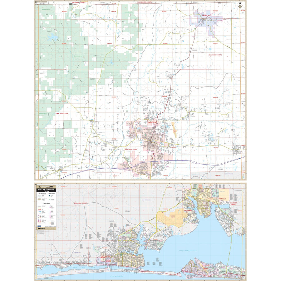 Fort Walton - Crestview FL Wall Map » Shop City & County Maps ...