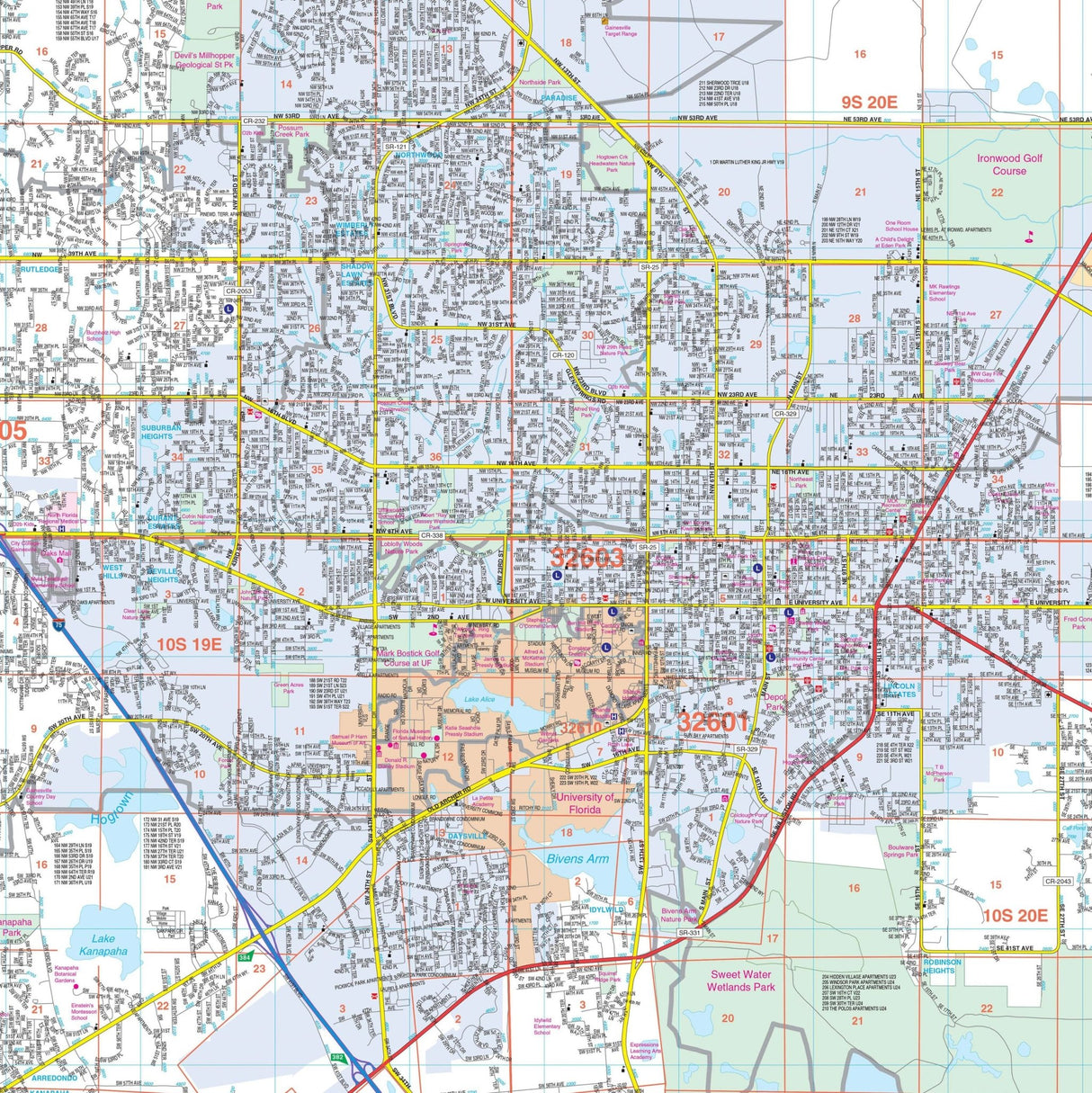 Gainesville & Alachua County, FL Wall Map - KA-C-FL-GAINESVILLE-PAPER - Ultimate Globes