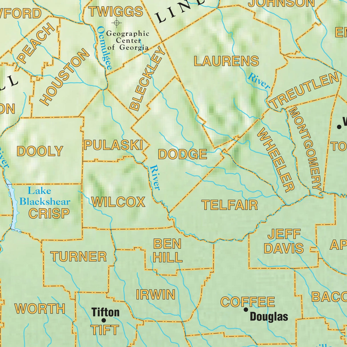 Georgia Shaded Relief State Wall Map - KA-S-GA-SHR-29X38-PAPER - Ultimate Globes
