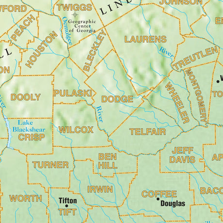 Georgia Shaded Relief State Wall Map - Ultimate Globes - POD - KA - S - GA - SHR - 29X38 - PAPER - Ultimate Globes