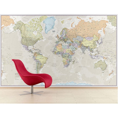 Giant World Wall Map Mural (antique) - WP81002 - Ultimate Globes