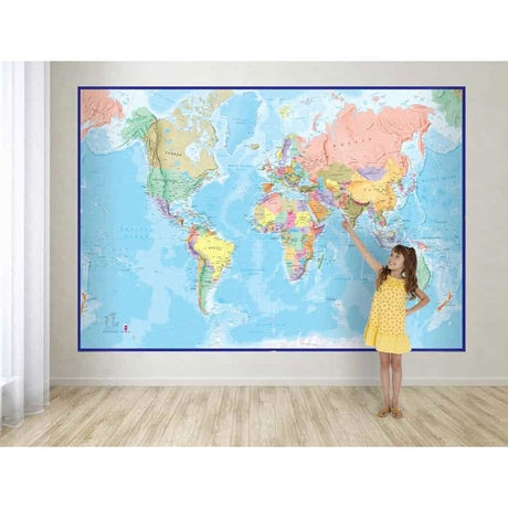 Giant World Wall Map Mural (blue) - WP81001 - Ultimate Globes