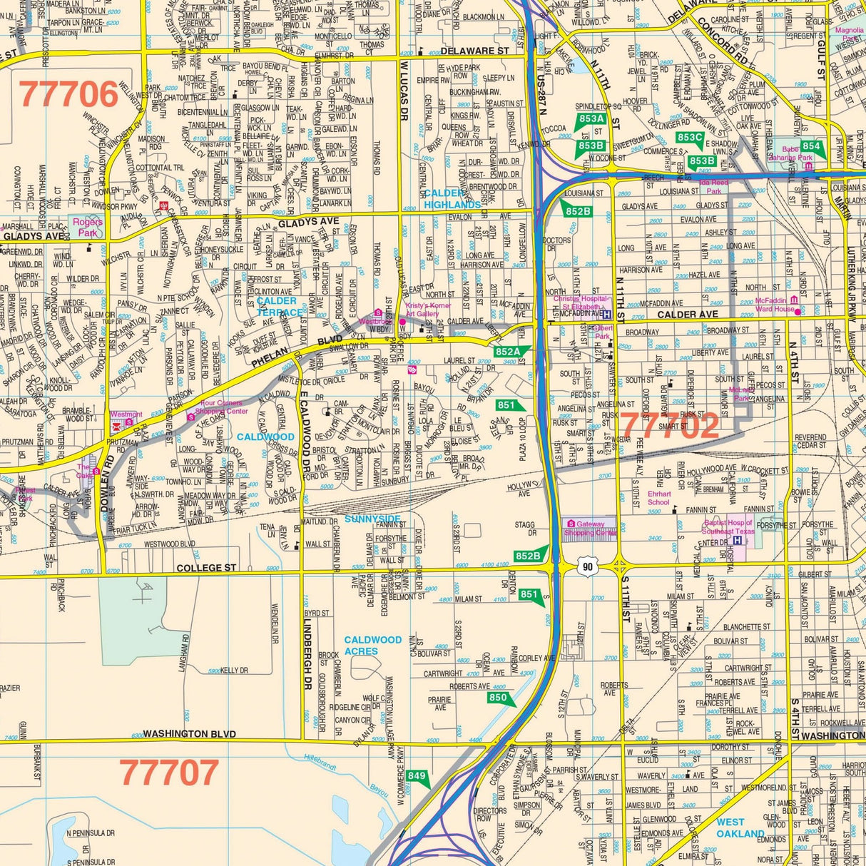 Golden Triangle, TX Wall Map - KA-C-TX-GOLDENTRIANGLE-PAPER - Ultimate Globes