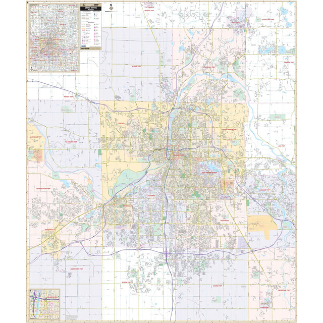 Grand Rapids MI Wall Map » Shop City & County Maps – Ultimate Globes