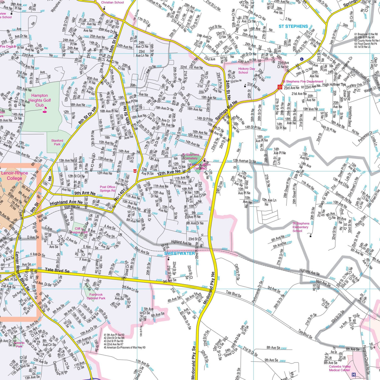 Hickory, NC Wall Map - KA-C-NC-HICKORY-PAPER - Ultimate Globes